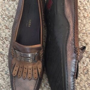 Donald Pliner Brown and Gold Loafers